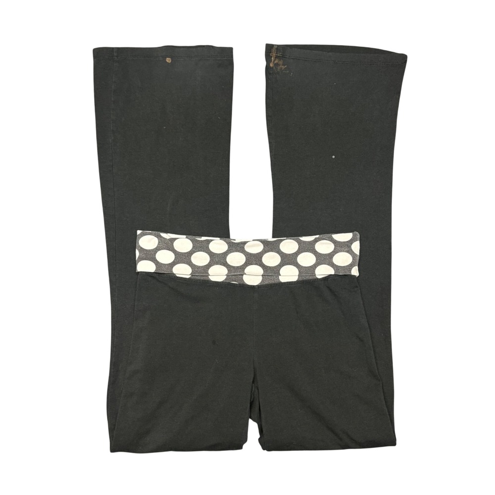 Tarea Womens Black Polka Dot Foldover Waist Rhinestone Knockout Yoga Pant Size M